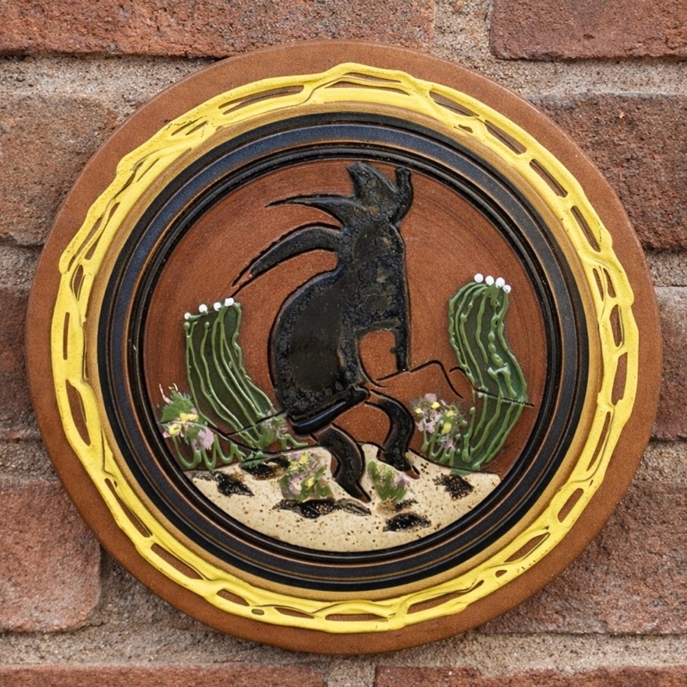 Bruce Linder Kokopelli Designs Ceramic Handmade Wall Plaque Laguna CA Signed